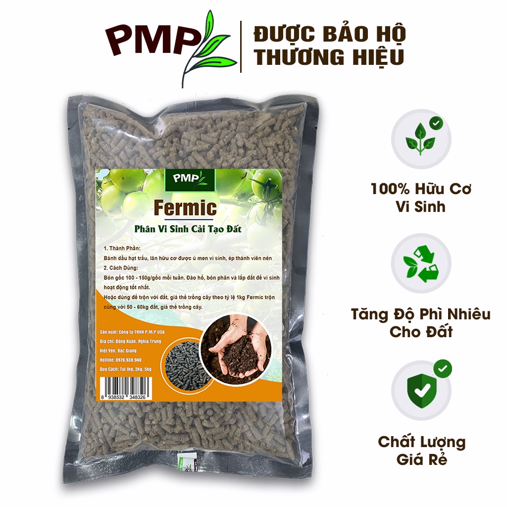 vi sinh Fermic PMP giúp cải tạo đất, tăng độ màu mỡ, phì nhiêu cho đất 1kg, 2kg