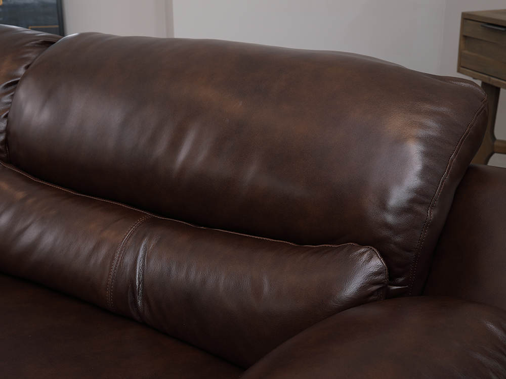 Ghế sofa 3 chỗ FRONTIERA khung gỗ, đệm bọc da thật cao cấp màu nâu | Index Living Mall - Phân phối độc quyền tại Việt Nam
