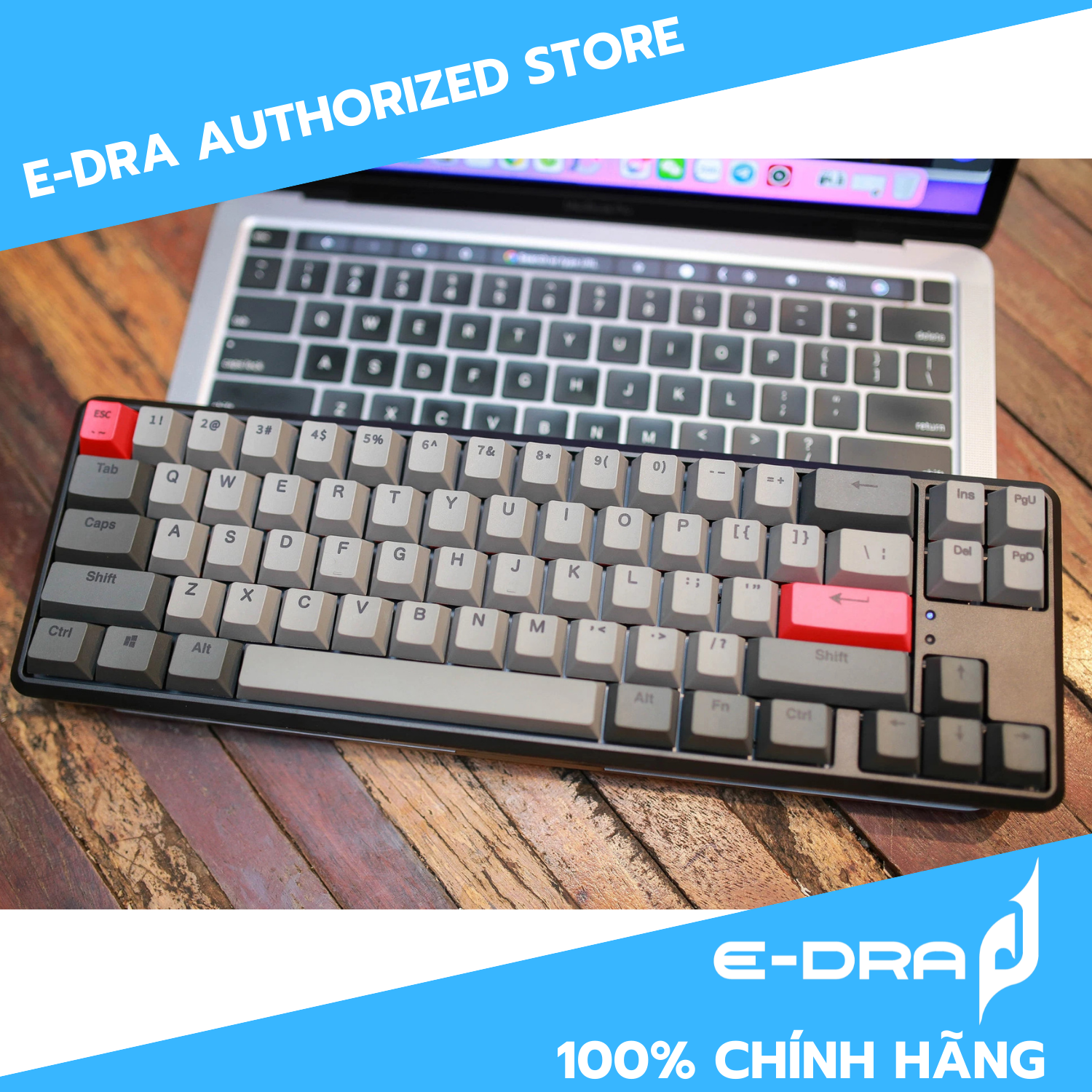 Bàn phím cơ không dây E-Dra EK368W V2 , Hotswap, E-Dra Switch (Brown/Red) - Hàng chính hãng