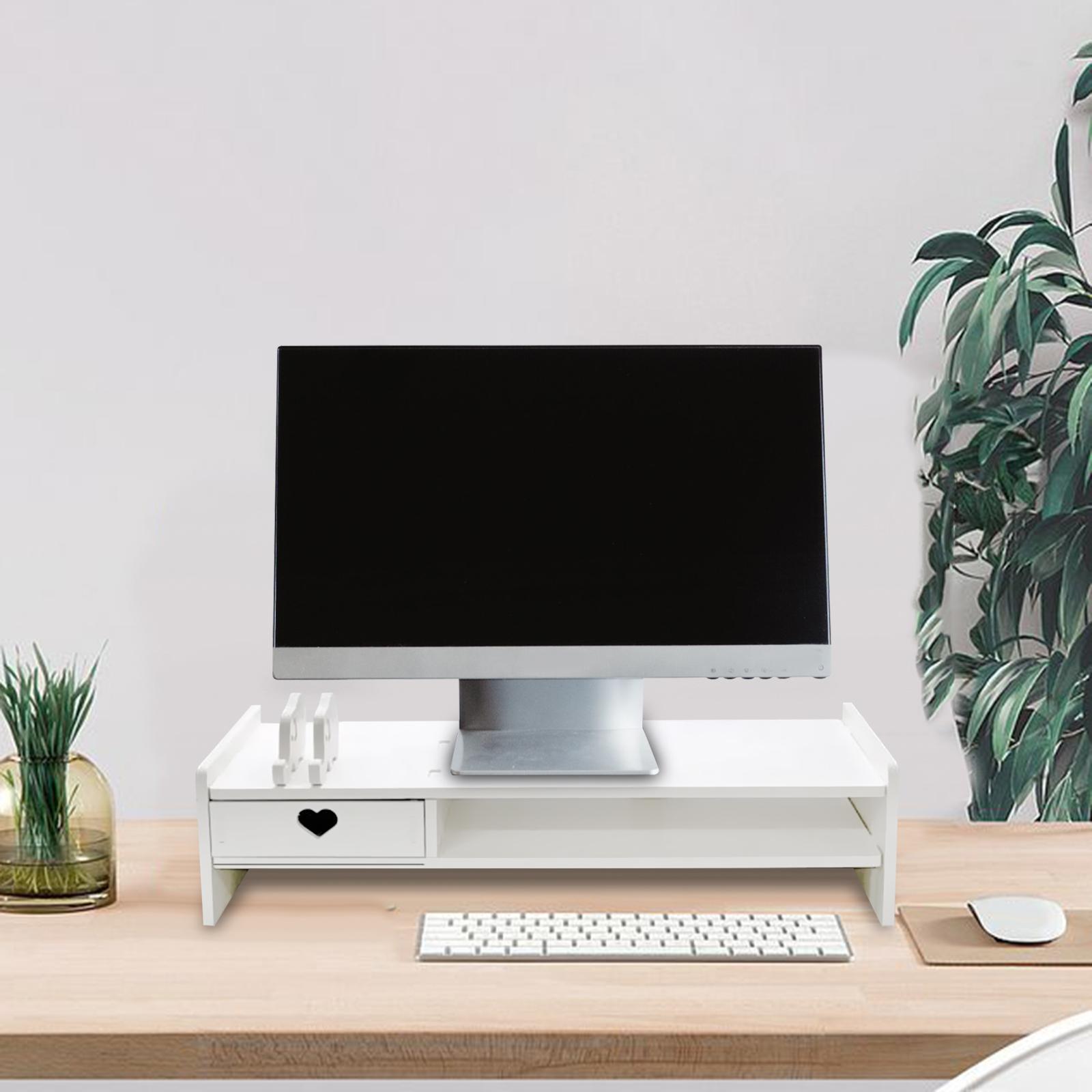Monitor Stand Riser, Laptop Stand Computer Shelf Holder with Storage Drawer Desktop Stand Storage Organizer for PC, Printer