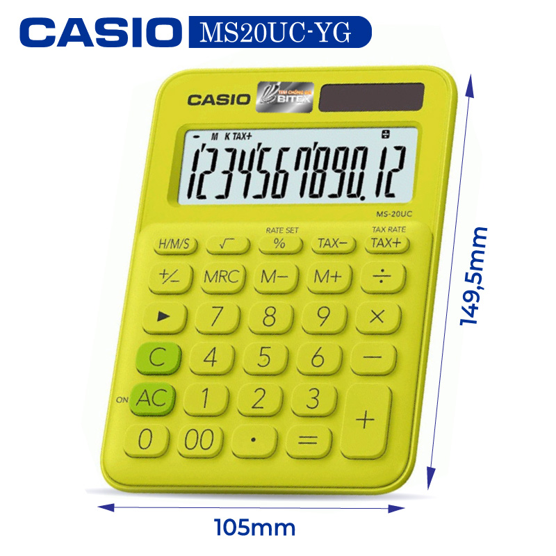 Máy tính Casio MS-20UC, Bảo hành 7 năm - Giao màu ngẫu nhiên - Hàng chính hãng Bitex