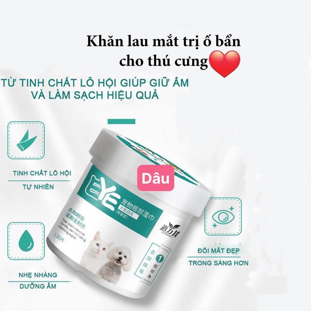 Khăn Ướt Lau Mắt, Lau Tai Bẩn Cho Thú Cưng Chiết Xuất Từ Cây Lô Hội 130 Miếng Tiệm Nhà Nice
