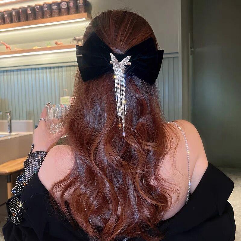 Kẹp Tóc Kim Loại Butterfly Đính Đá Tua Rua Siêu Sang Dự Tiệc Mainia Shop