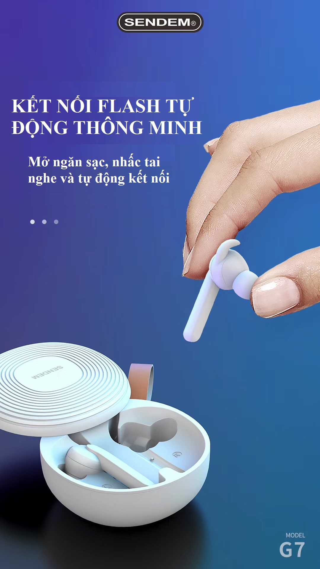 Tai nghe Bluetooth v5.0 TWS SENDEM G7 hàng cao cấp, thiết kế thể thao và đẳng cấp - Âm thanh cực đỉnh, chống ồn tốt - Hàng chính hãng