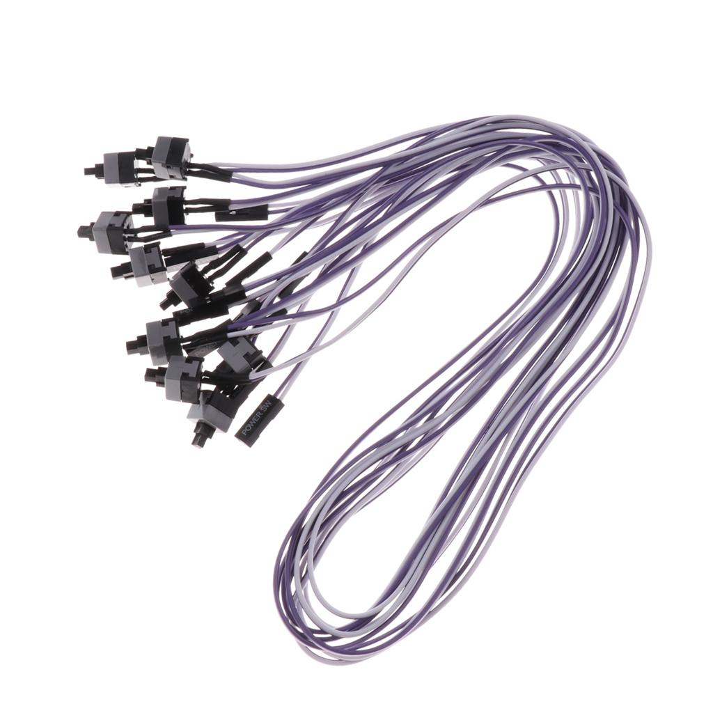 10 Pack 2Pin SW PC Restarting Power Cable on/off Push Switch Button Wire