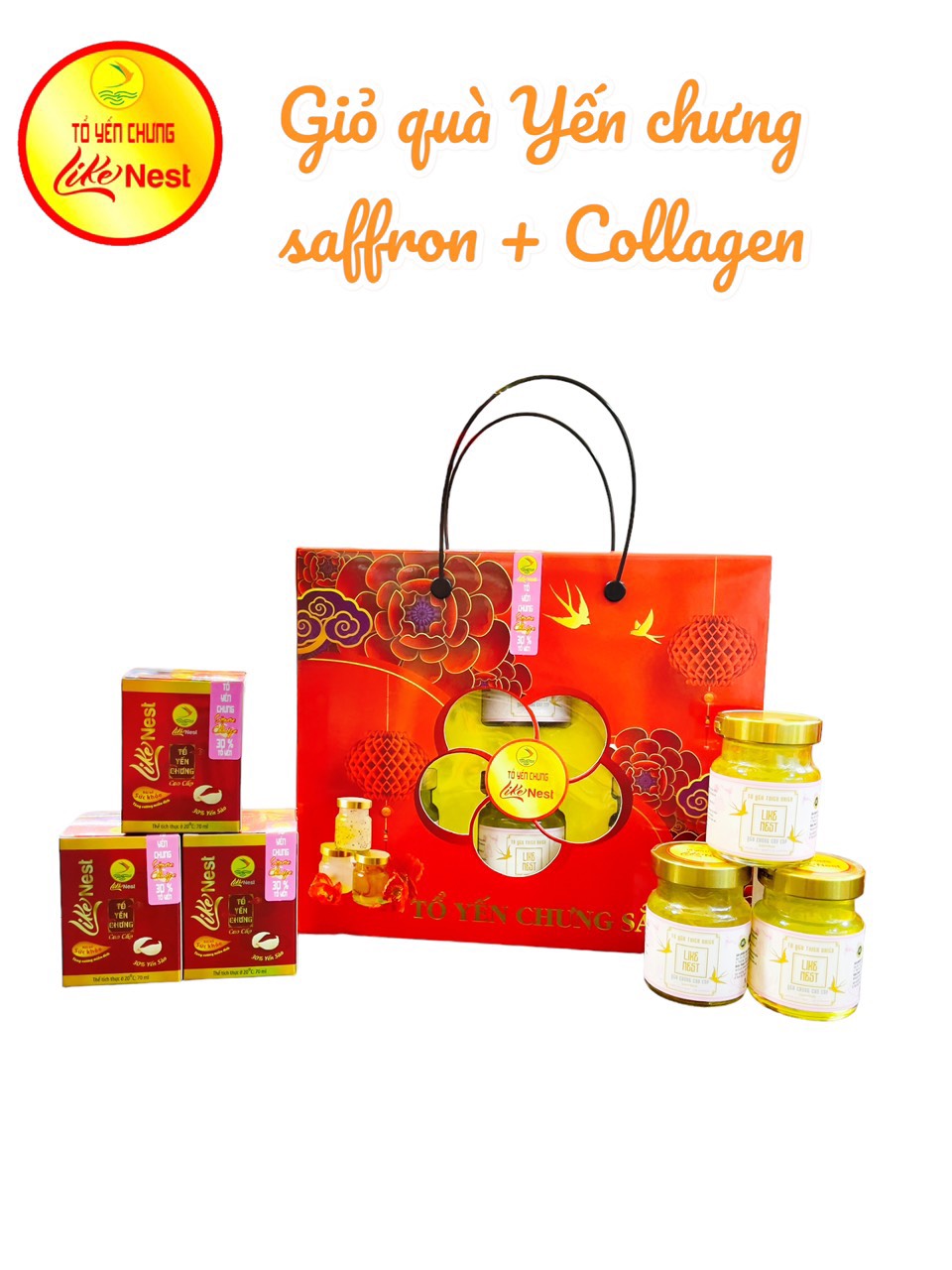 [Set 6 Quà Tặng] Yến Chưng Cao Cấp Mix Collagen Saffron Like Nest 30% Yến Nguyên Chất