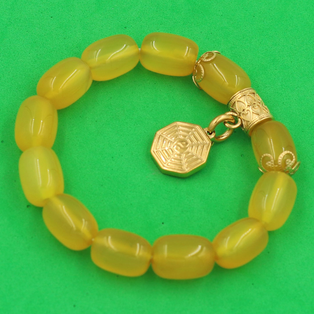 Vòng tay thạch anh vàng bầu bát quái VTAVBBQHKV12