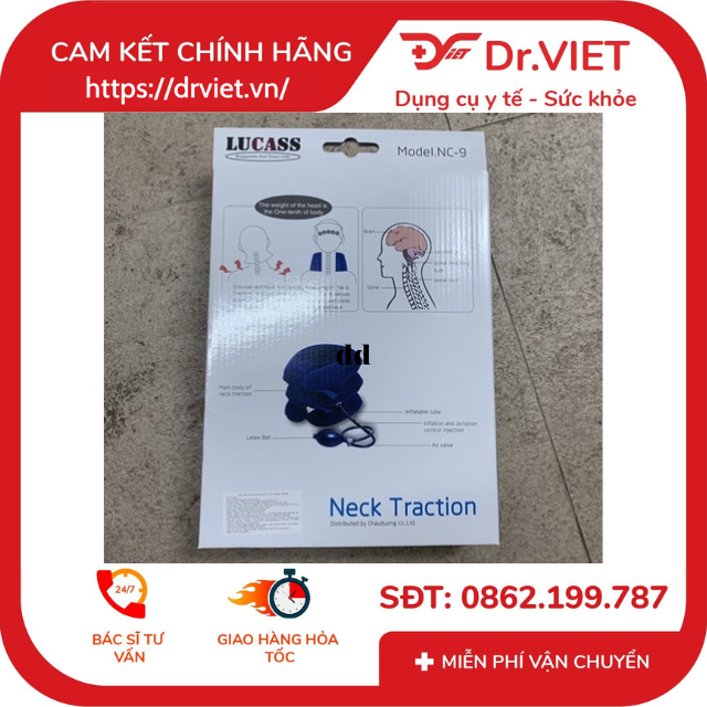 Đai hơi cổ Lucass NC-9 chính hãng hỗ trợ đau mỏi thoát vị cổ-Giúp giảm bớt áp lực của xương sống, đĩa đệm, dây thần kinh