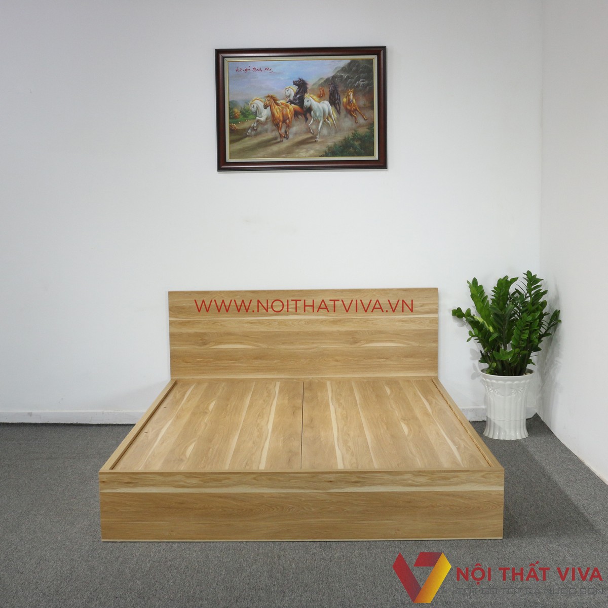 Giường Ngủ Gỗ Mdf Melamine Màu Vàng Gỗ