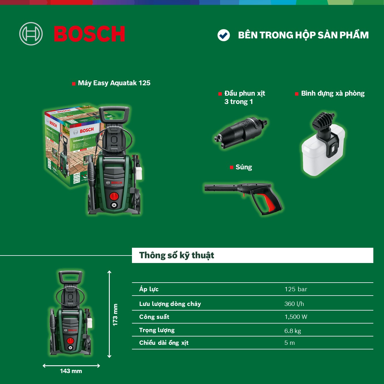 Máy Phun Xịt Rửa Bosch Universalaquatak 125