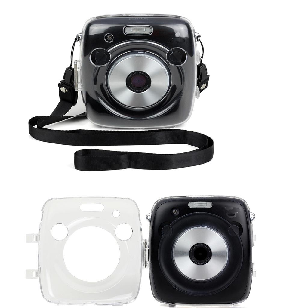 Clear Hard Case w/Shoulder Strap for Instax Square SQ10 Camera