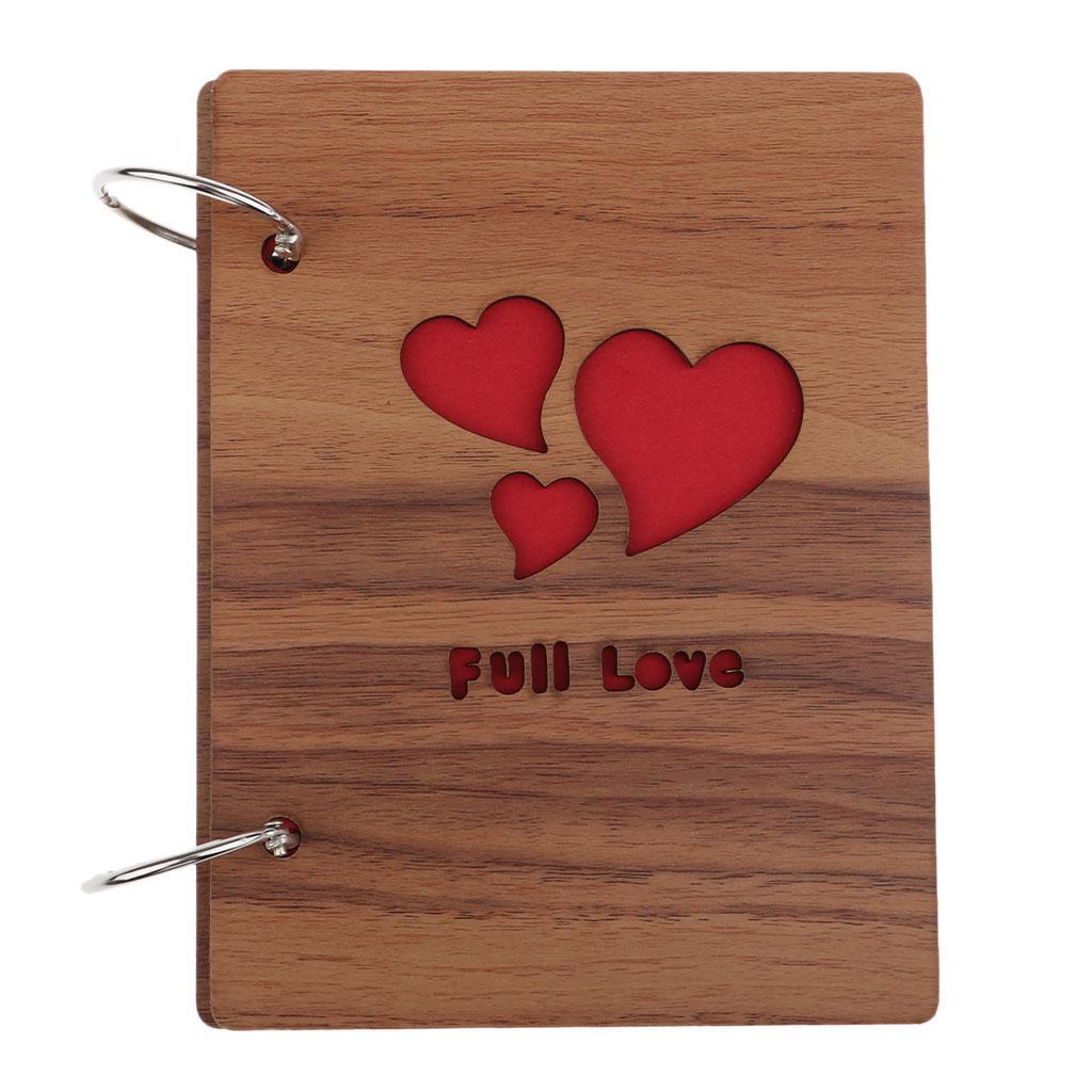 Vintage Rustic Style Wooden Cover Loose Leaf DIY Scrapbook Photo Album Stamp Book Crafts Supply -16 Pages Colorful