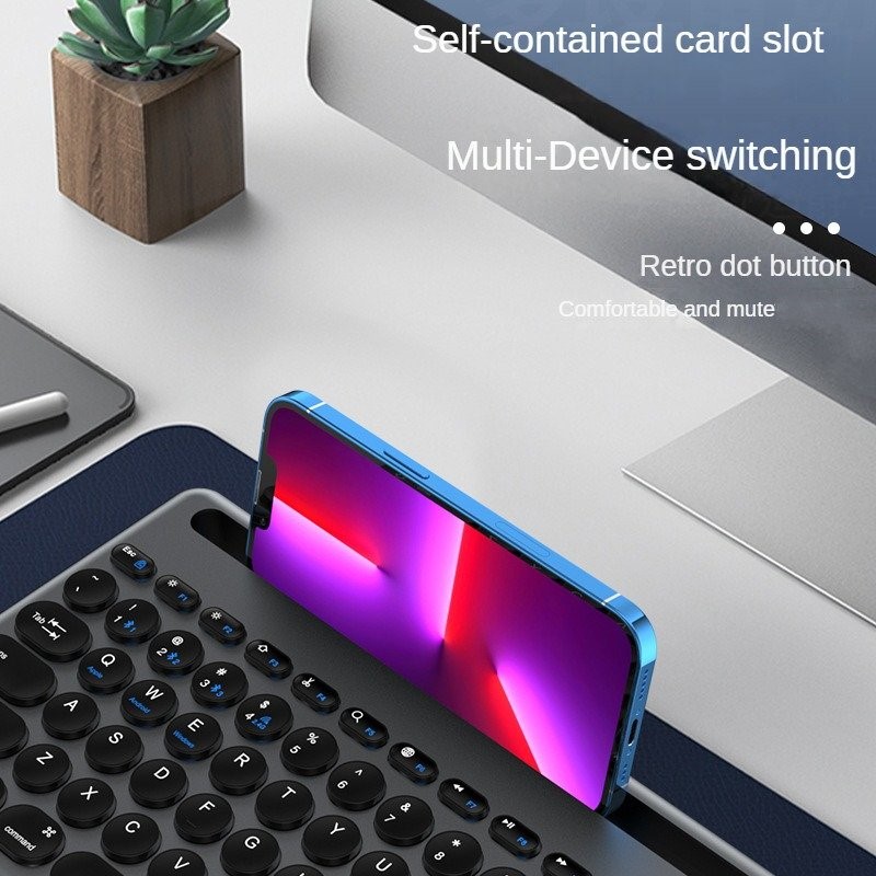 Bộ Bàn phím chuột không dây W609 có khe để điện thoại , máy tính bảng - kết nối bluetooth 5.0 + Usb 2.4g Pin sạc TypeC