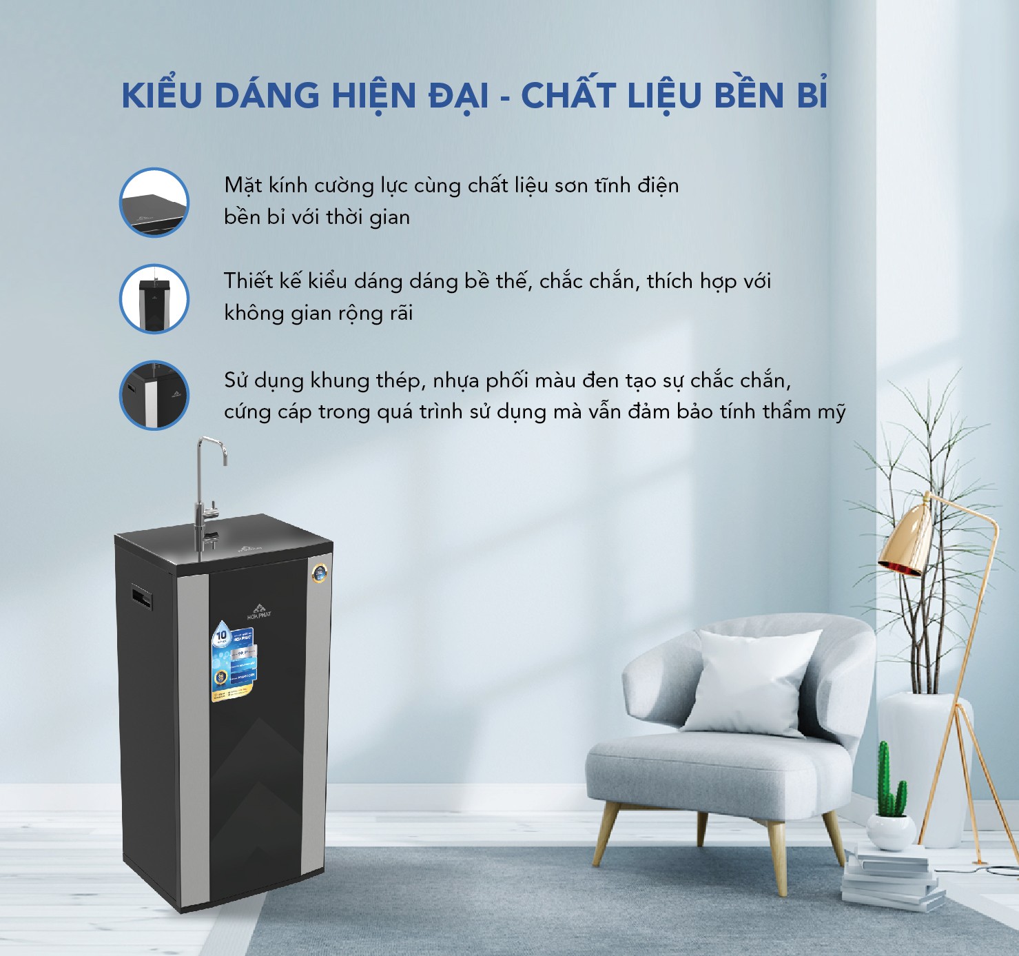 Máy lọc nước RO tủ đứng 10 lõi Hòa Phát HWR2A1022 - Bảo hành 36 tháng - Hàng chính hãng