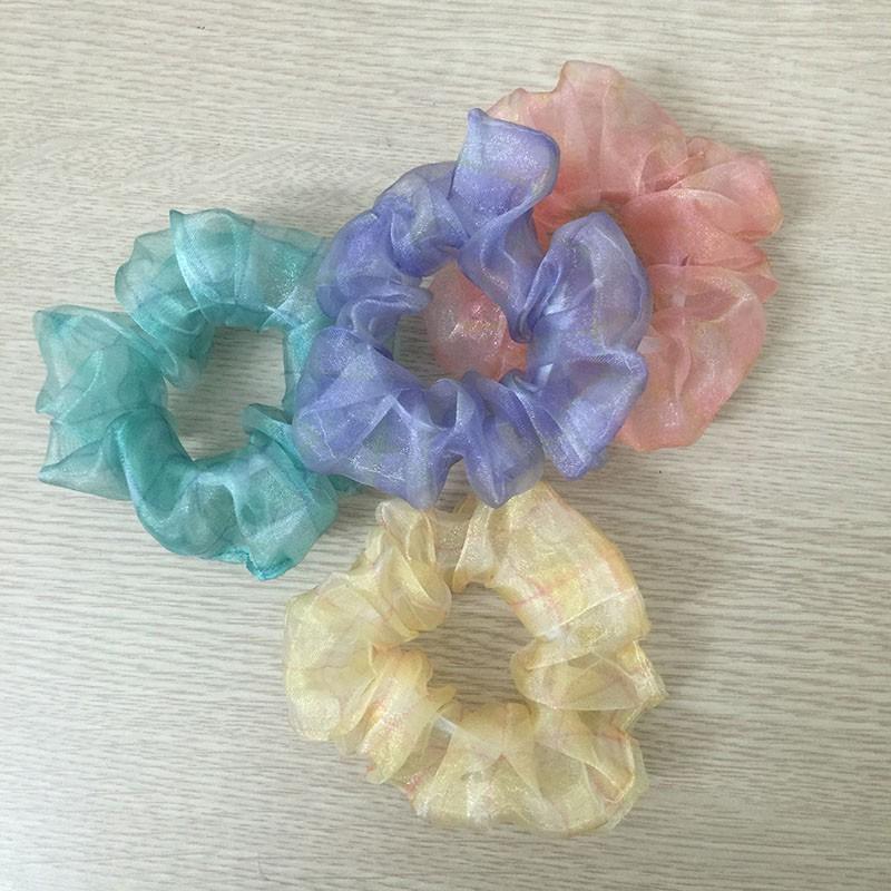 Dây buộc tóc Scrunchies bóng ánh kẻ size nhỏ EAFIT009