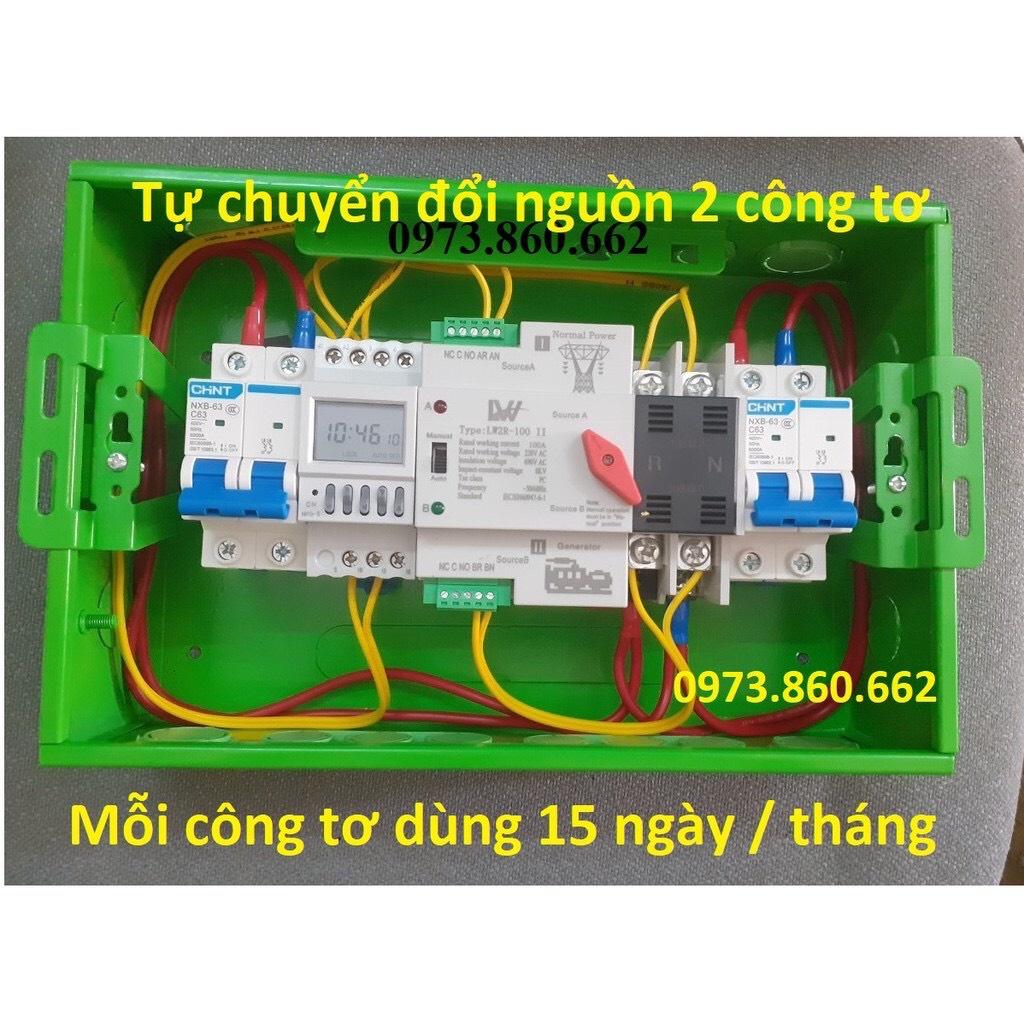 TỦ CHUYỂN NGUỒN TỰ ĐỘNG ATS 2P 100A - Tự động chuyển nguồn 2 công tơ mỗi cái dùng 15 ngày một tháng