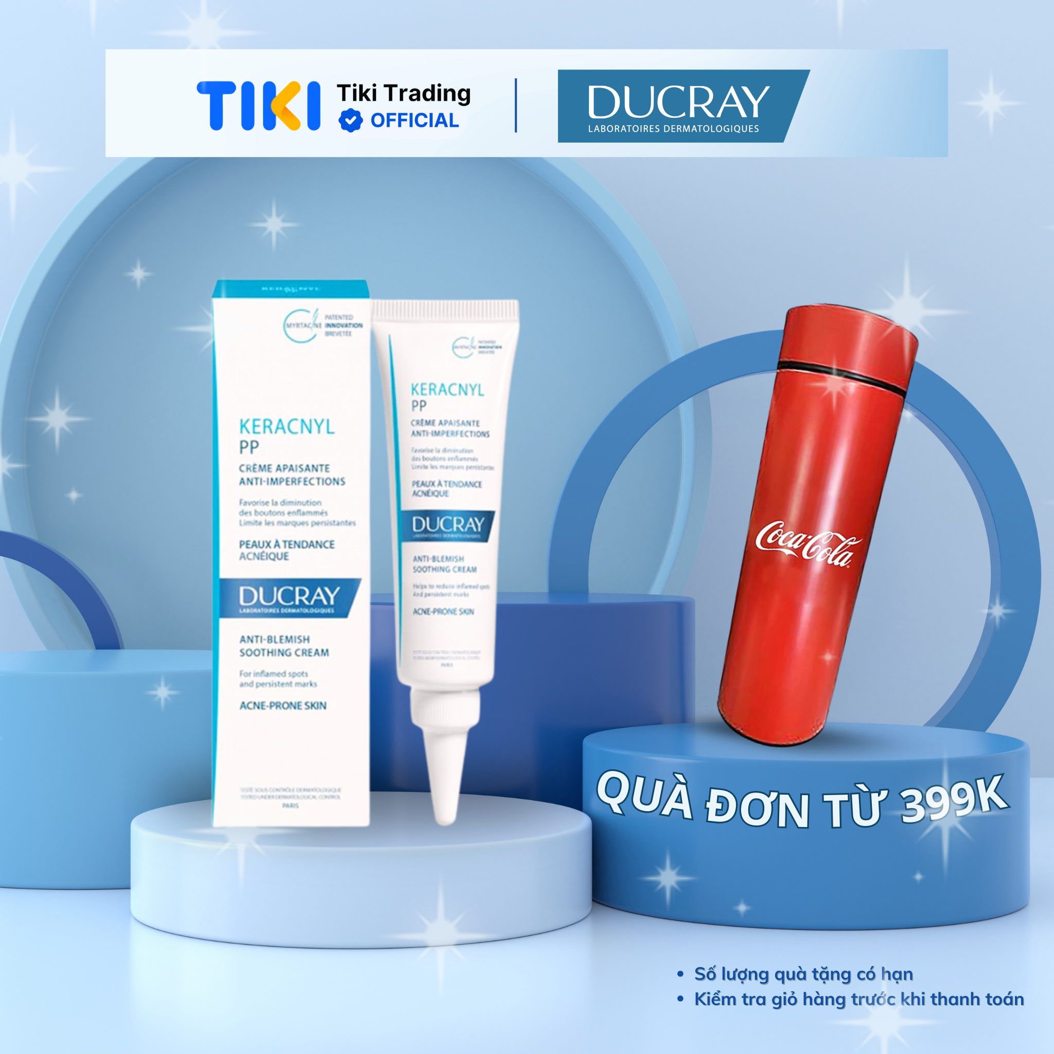 Kem ngừa mụn viêm &amp; thâm chuyên biệt dành cho da nhờn, tổn thương Ducray Keracnyl PP+ Anti-Blemish Cream 30ml