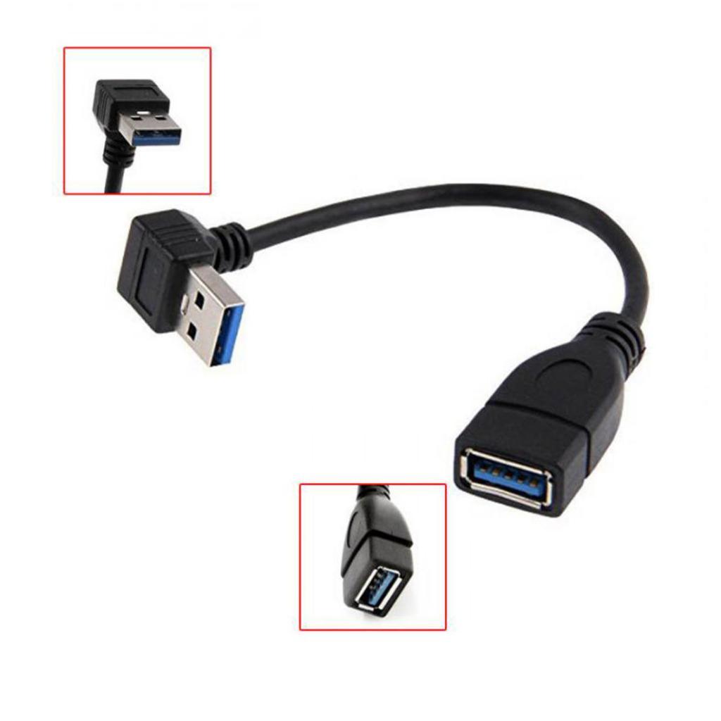 Data Sync 90 Degree USB 3.0 Down Angle Adapter Cable Male A to Female A Connector for Computer USB Extension