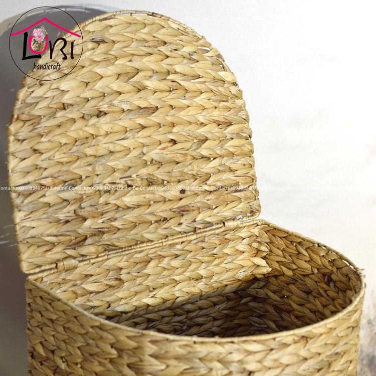 - Rương đựng đồ giặt đan lục bình hình bán nguyệt - sang trọng