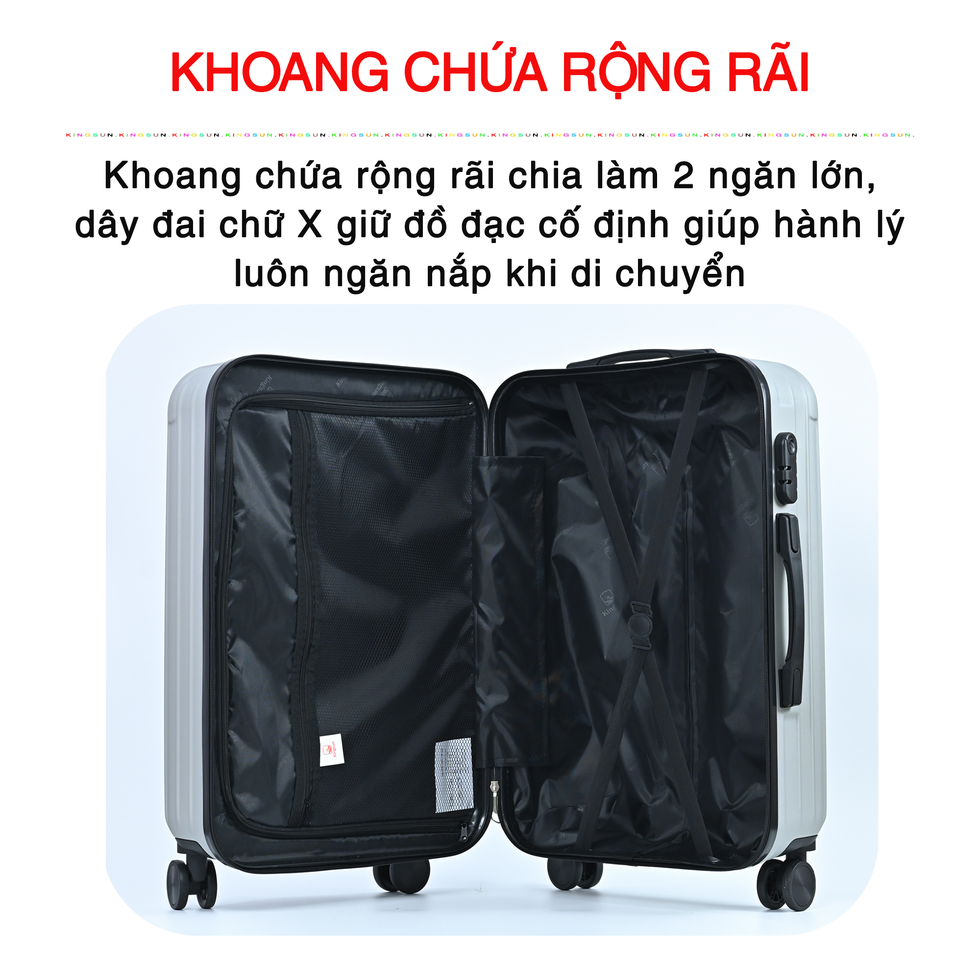 Vali du lịch kéo cao cấp Size 24inch- Chất lượng cao KS-155 - Bạc