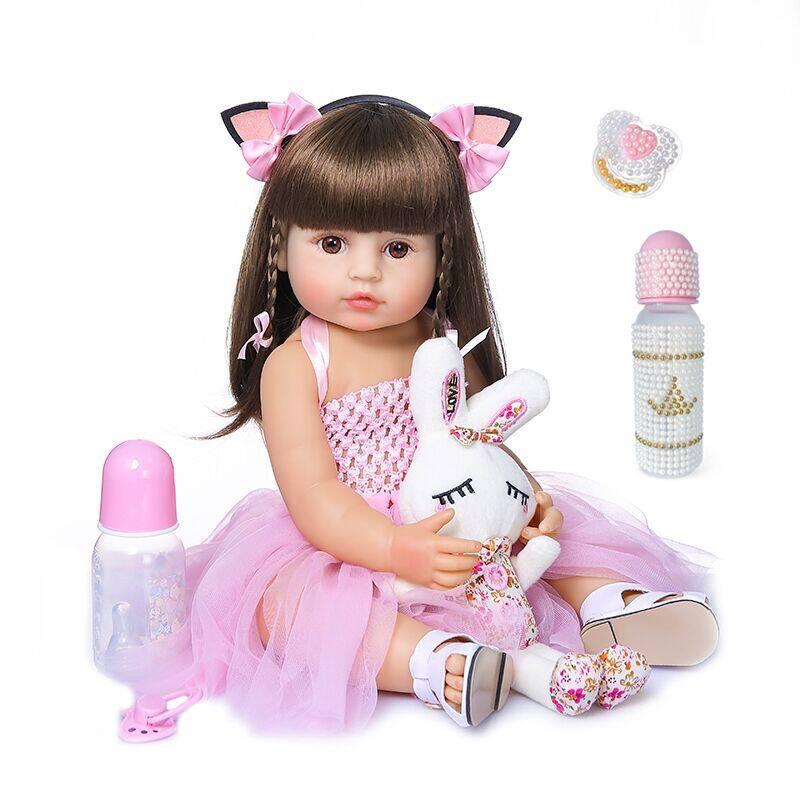 Búp Bê Barbie 3D Bằng Silicon Mềm Mại Có Keo Dán 55cmĐồ Chơi Tái Sinh Giống Như Thật Siêu Em Bé Tái Sinh - 55CM