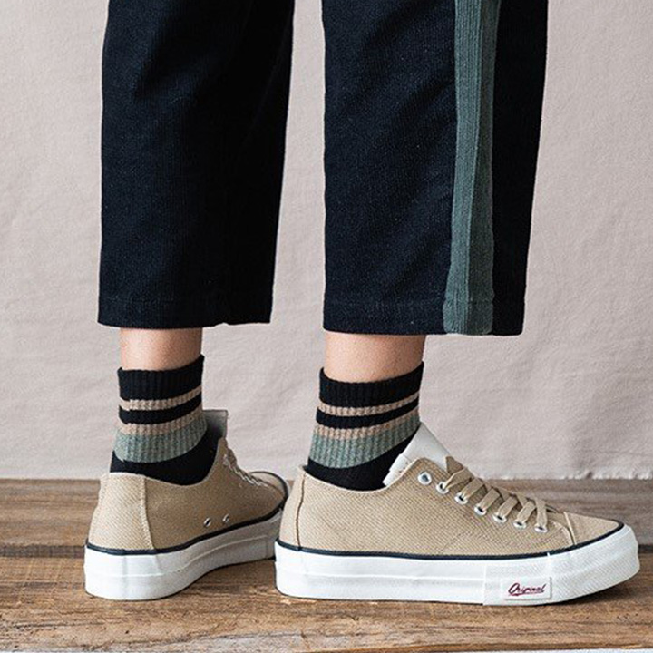 Combo 5 Đôi Tất Viền Cổ Thể Thao Nam Nữ Vớ Nam Nữ Cổ Trung Chất Liệu Sợi Cotton