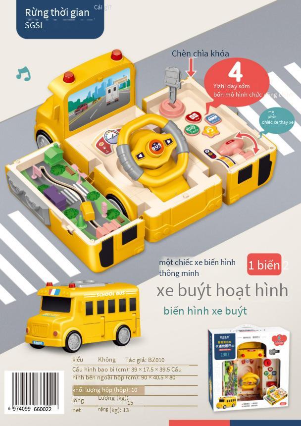 Phong cách mới nhất thông minh giáo dục sớm xe buýt bé biến dạng xe buýt xe ô tô lớn quà tặng mô phỏng giả đồ chơi lái xe