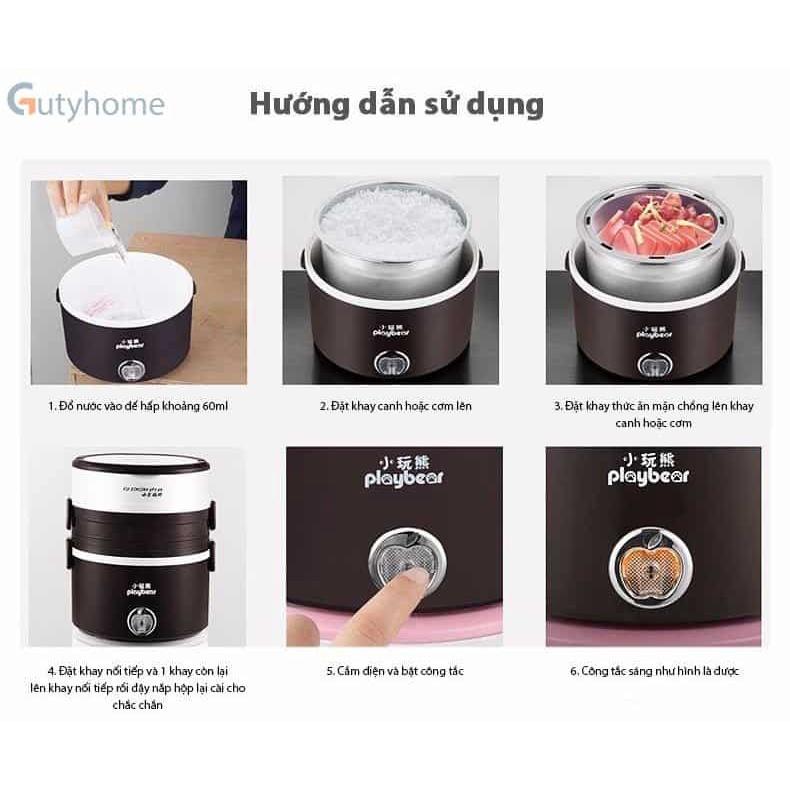 Cặp Lồng Cắm Điện 3 Tầng Ruột Inox Cao Cấp, Giữ Nóng Thức Ăn Liên Tục