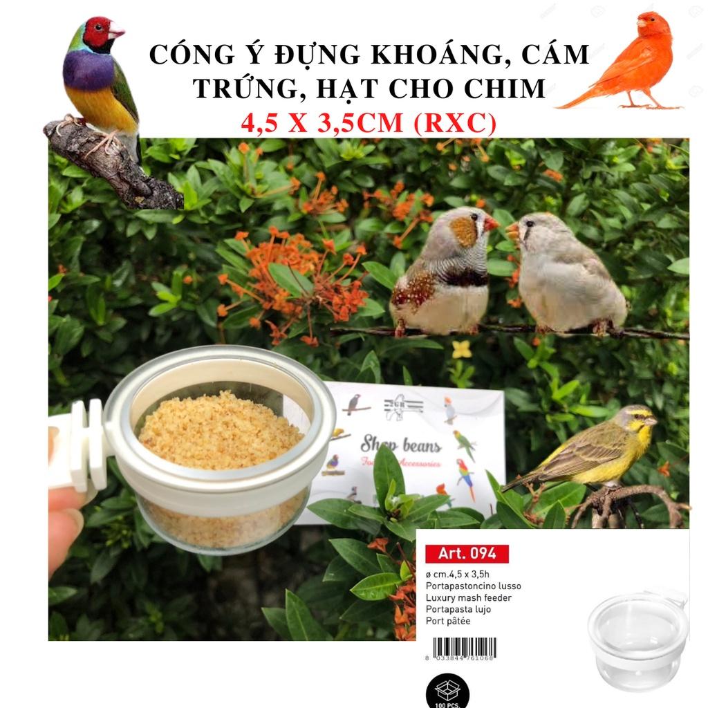 Cóng nhỏ đựng khoáng, cám trứng, hoặc hạt trộn, kê cho chim