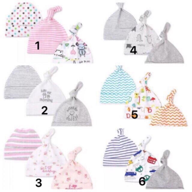 Mũ cotton Momscare mềm mịn cho bé (set 3 mũ)