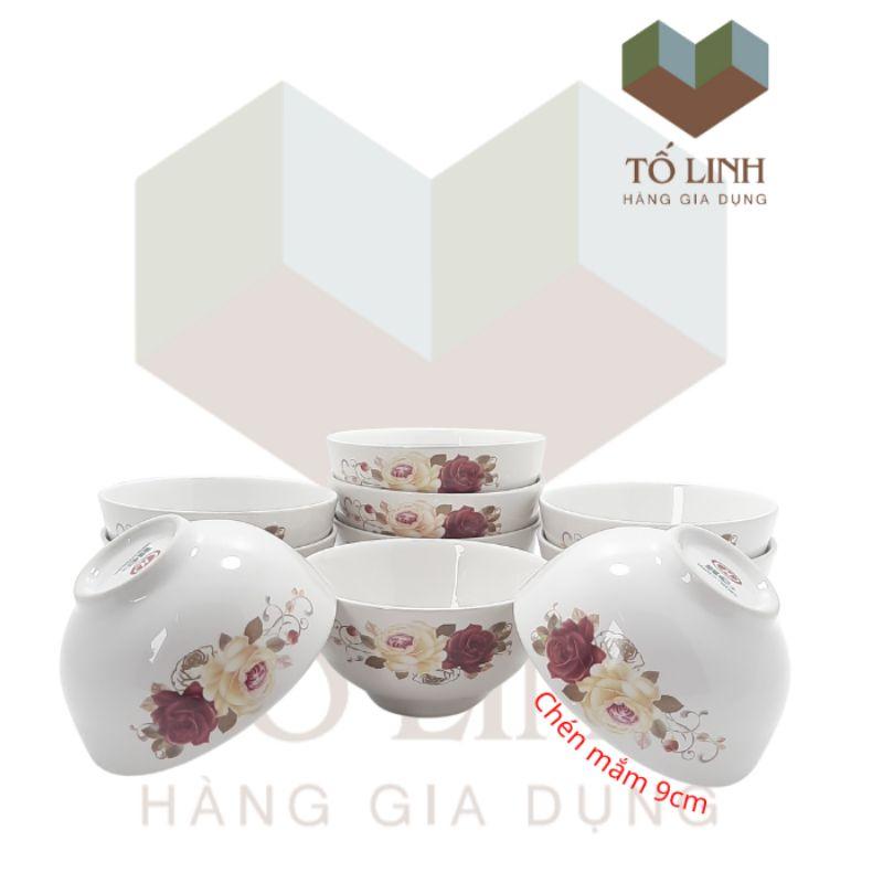 Combo 10 chén mắm sứ hoa,Set 10 chén mắm sứ hoa
