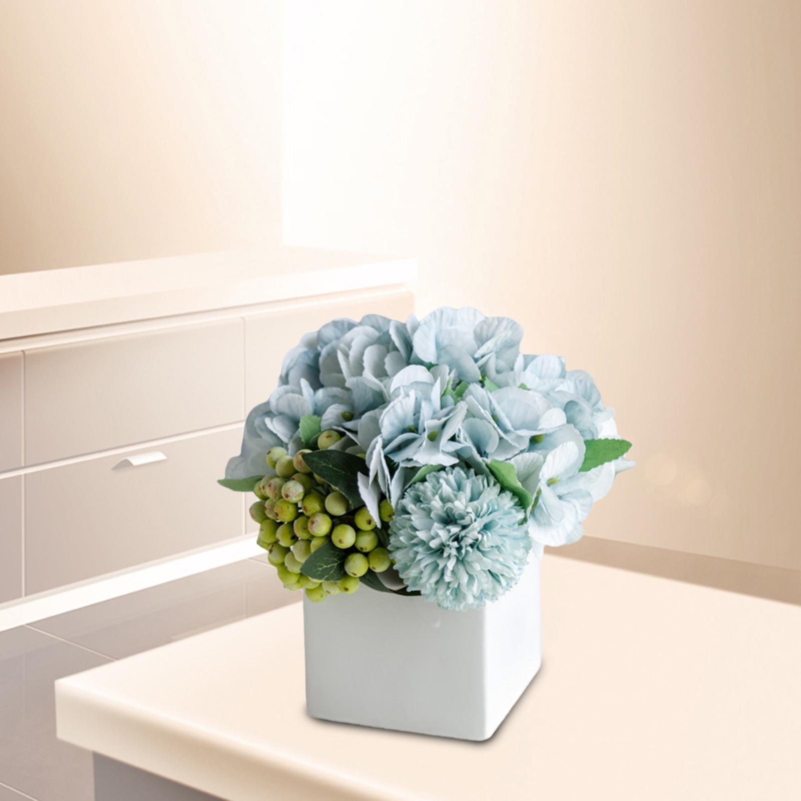 2x Artificial Silk Flowers Hydrangea Flower Arrangements for Decoration