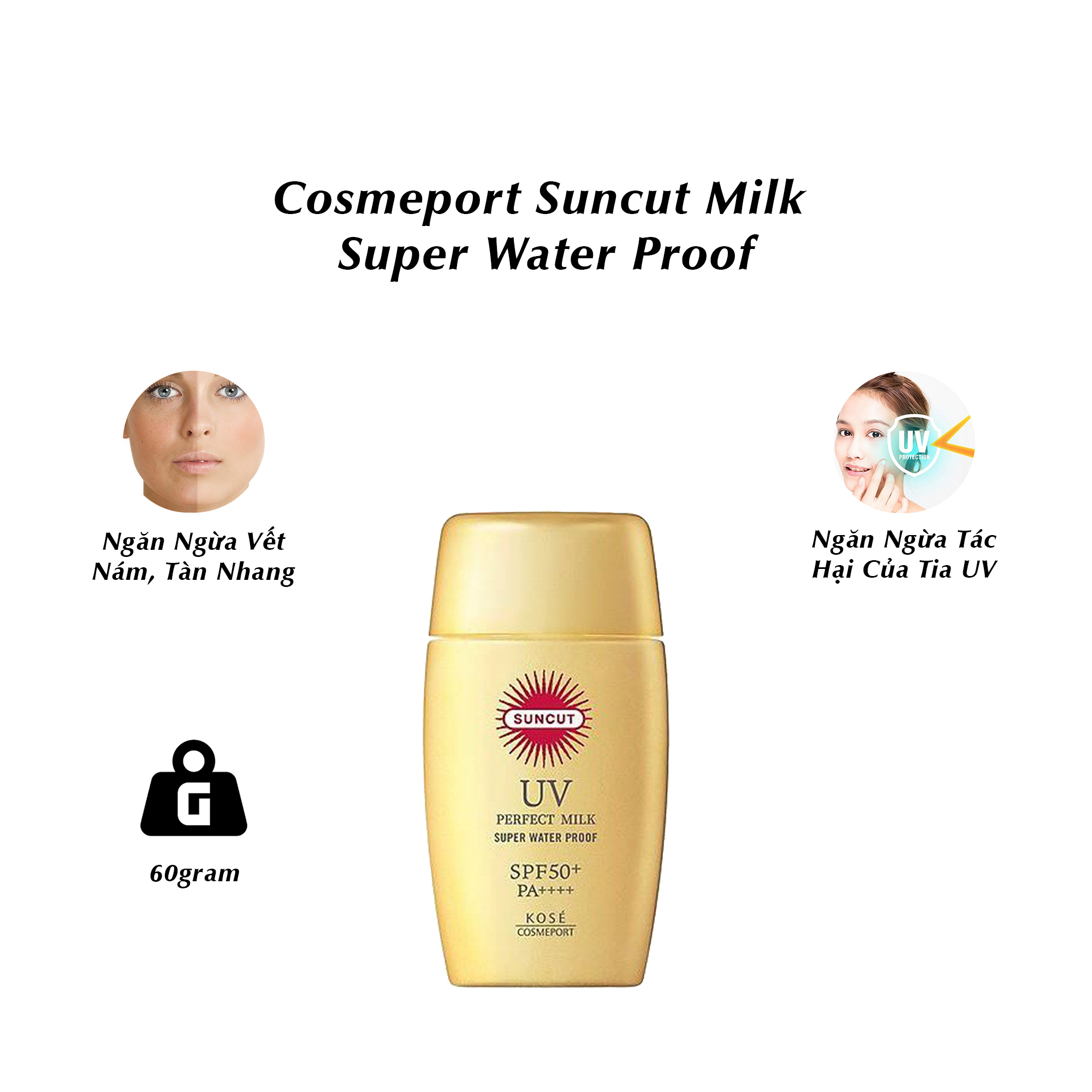 [NHẬT BẢN] Chống Nắng Dạng Sữa Kosé Cosmeport Suncut Milk Super Water Proof 60g