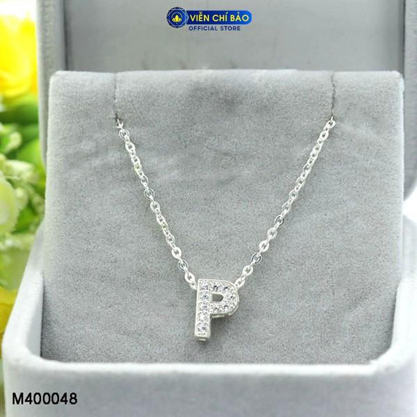 Dây chuyền bạc nữ Mặt chữ P đính đá chất liệu bạc 925 thời trang phụ kiện trang sức nữ Viễn Chí Bảo D400143x M400019-P