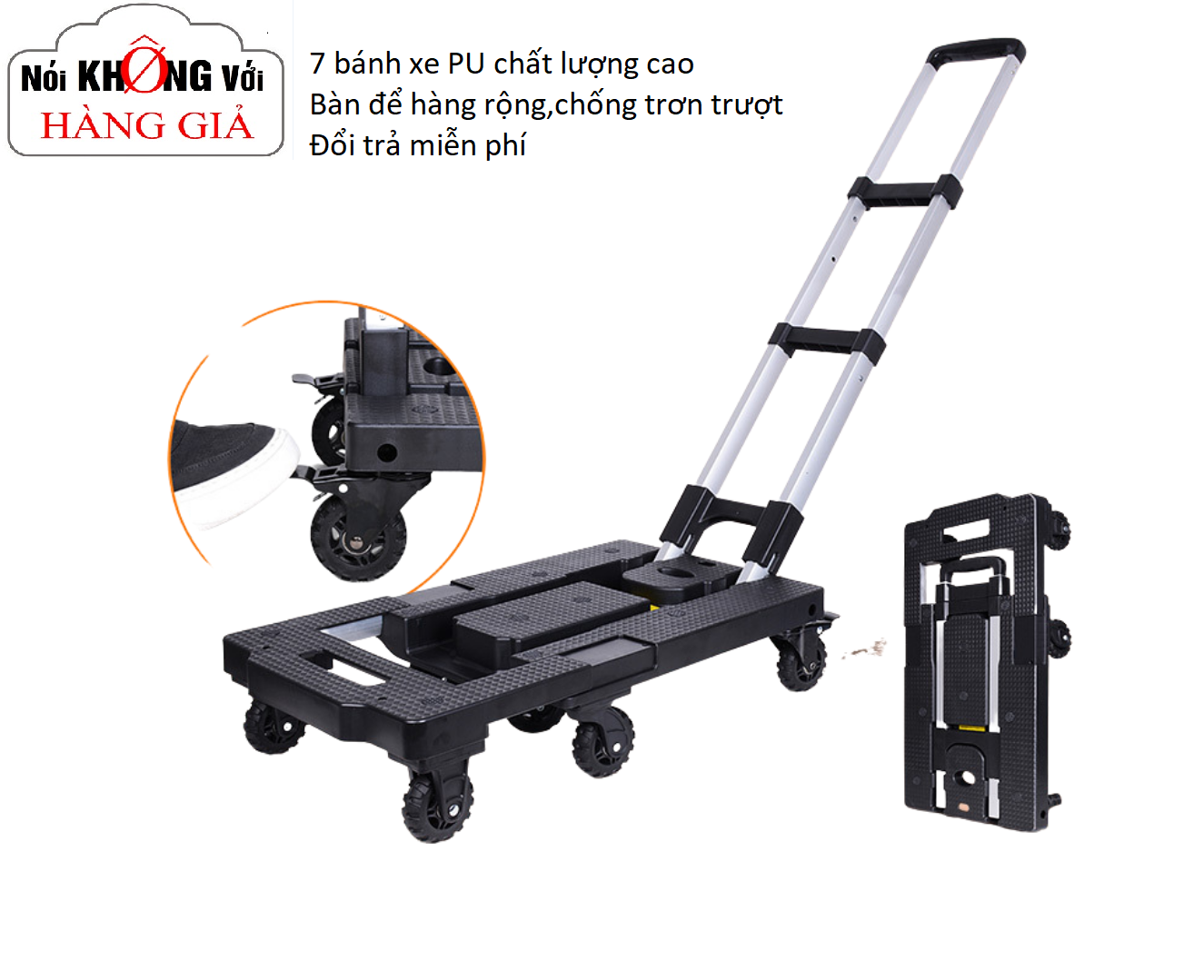 Xe kéo hàng P-12F, xe đẩy hàng chịu tải 200kg