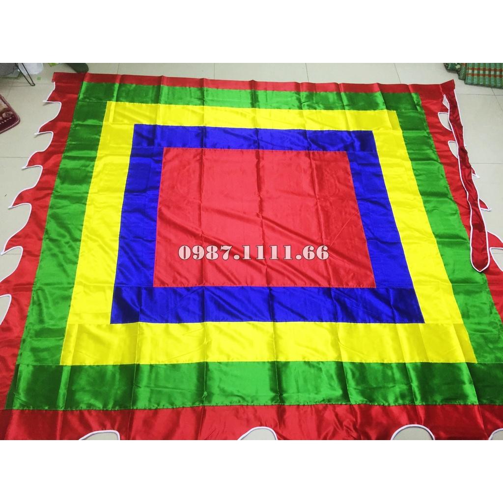Cờ Ngũ Sắc - Cờ Thần kích thước 2.5 x2.5 m Chất Liệu Vải Phi Bóng Dày Dặn Đường may sắc chắc chắn