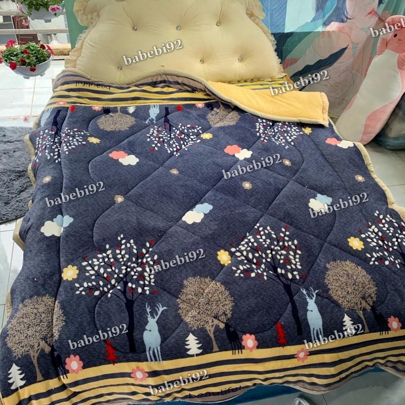 Chăn lông cừu 3 lớp dày siêu ấm phồng êm