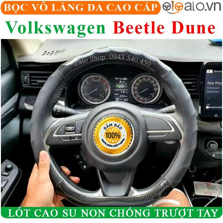 Bọc Vô Lăng Da dành cho Xe Volkswagen Beetle Dune Lót Cao Su Non Cao Cấp Chống Trượt Tay - Màu đen chỉ đỏ