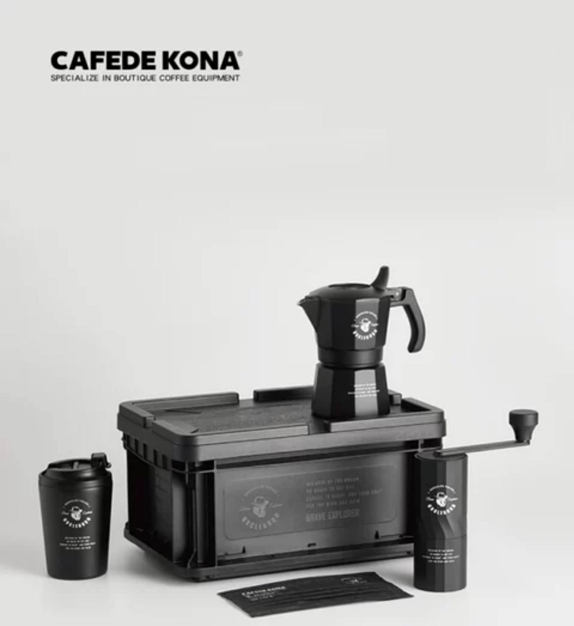 Bộ combo pha cà phê moka dã ngoại phượt có thùng CAFE DE KONA