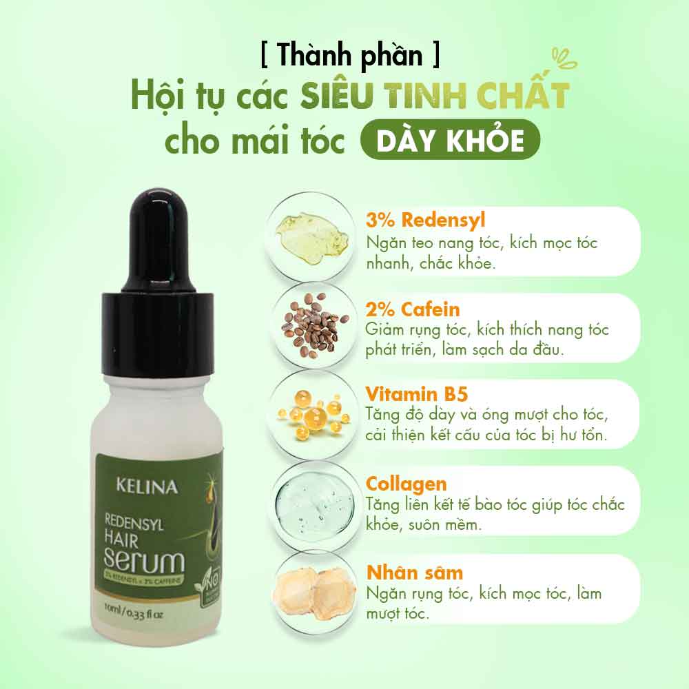 Serum Cao Cấp Kích Thích Mọc Tóc, Ngăn Ngừa Gãy Rụng, Làm Dày Và Chắc Khỏe Tóc  Kelina Size Mini 10ml