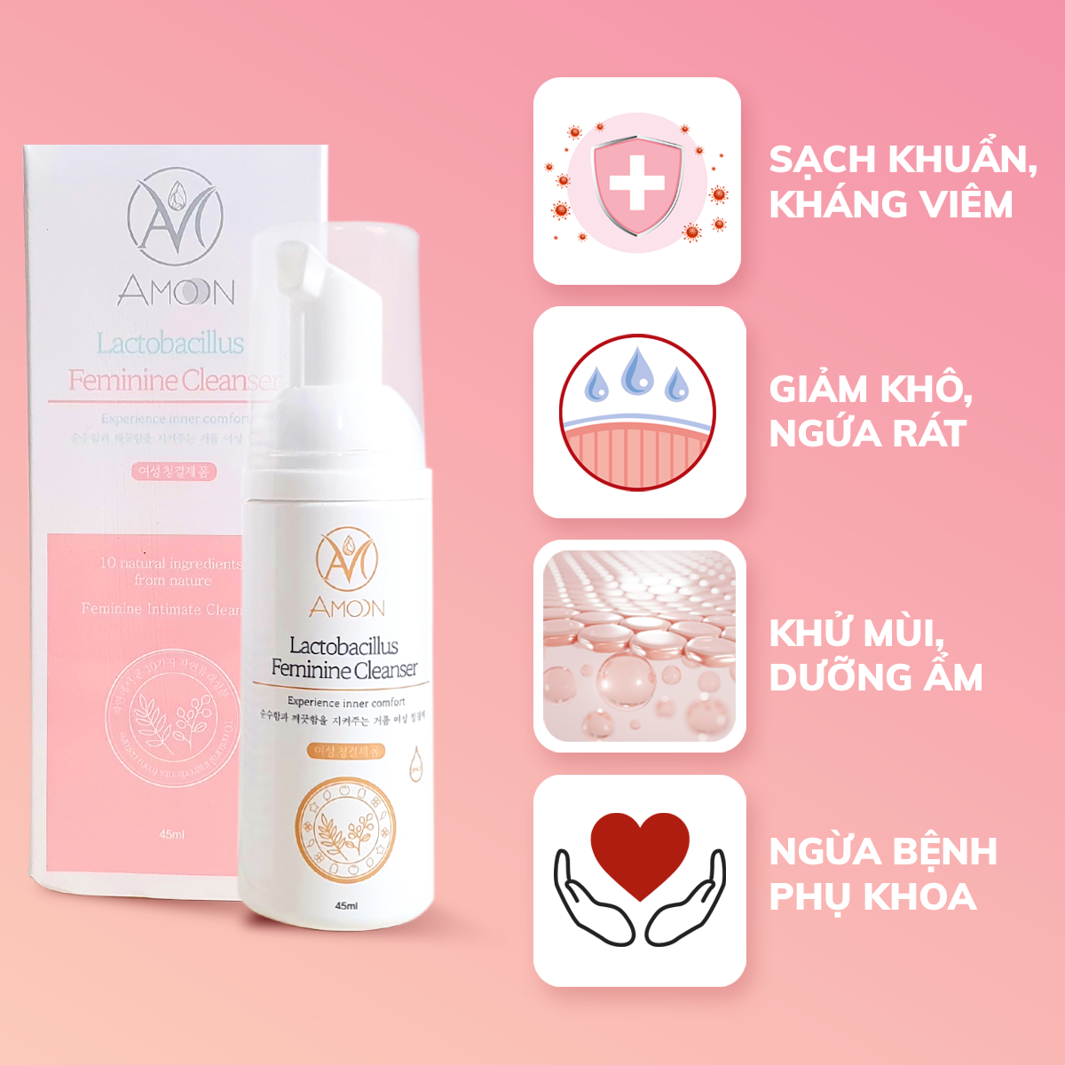 Dung dịch cân bằng lợi khuẩn (vệ sinh phụ khoa) Amoon Lactobacillus Feminine Cleanser