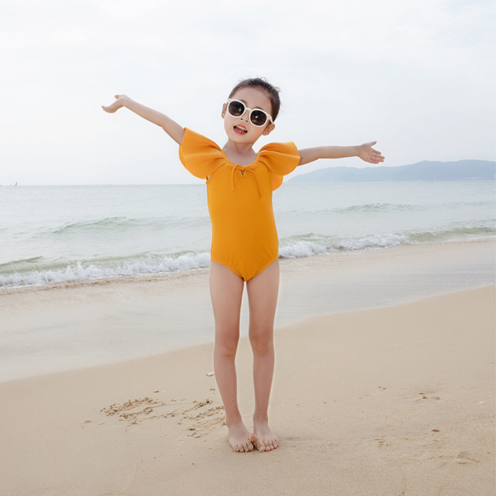 Bikini cho bé gái - Bộ đồ bơi, đi tắm biển cho bé - Bộ đồ bơi bé gái tay cánh tiên nơ lưng cho bé từ 10kg đến 24kg
