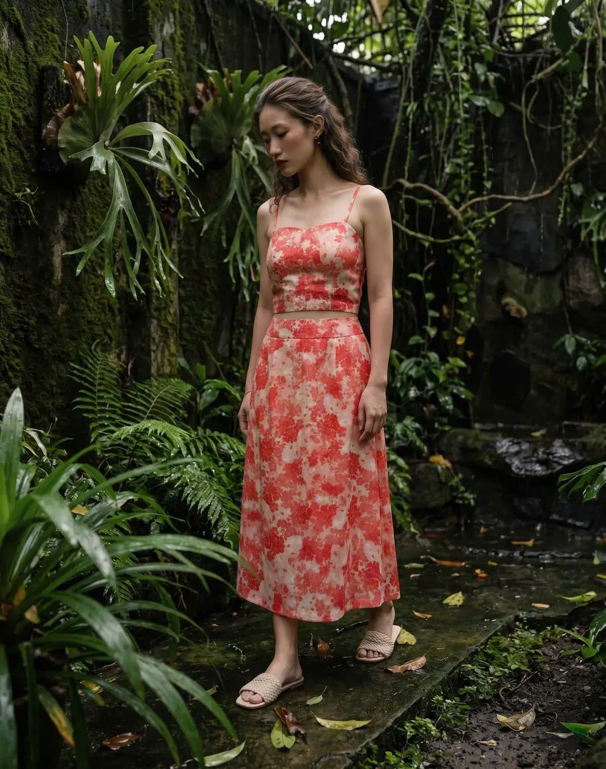 Áo Croptop Hai Dây Hoa Ramie Thanh Minh Top208 Thời trang Hity