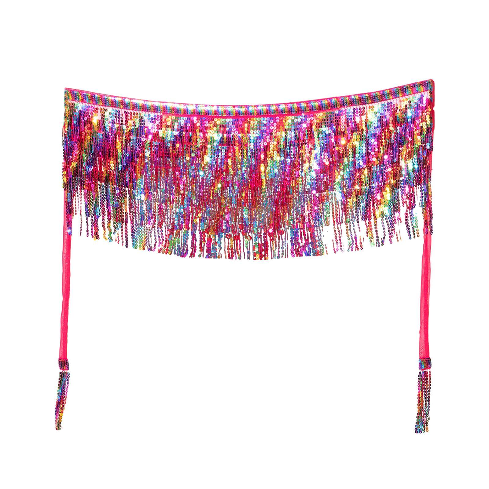 Belly Dance Hip Scarf Sequin Skirt for Beach Costume Accessories Cha Cha