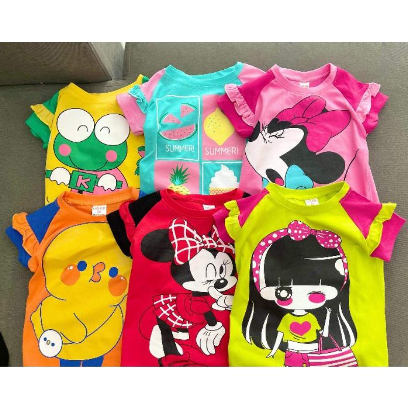 Bộ ngố thun cotton màu in hình dễ thương cho bé gái - Đồ bộ trẻ em