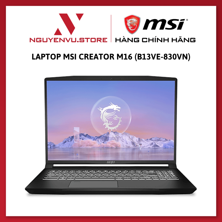 Laptop MSI Creator M16 (B13VE-830VN) (i7 13700H 16GB RAM/512GB SSD/RTX4050 6G/16.0 inch FHD+ 144Hz /Win 11/Đen/Vỏ nhôm) - Hàng Chính Hãng