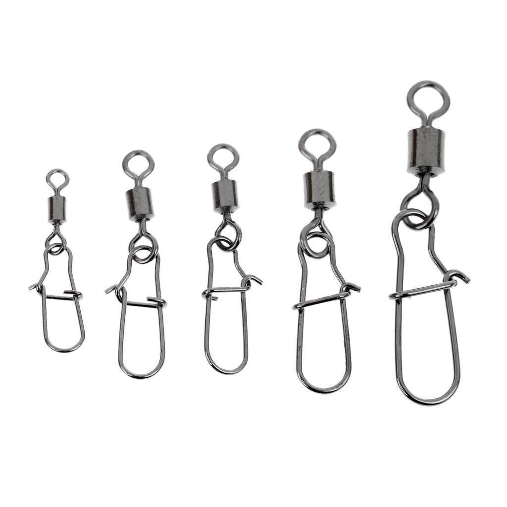 95Pcs/Box Fishing Swivels with Snaps Rolling Swivel Connector Hooked Snaps