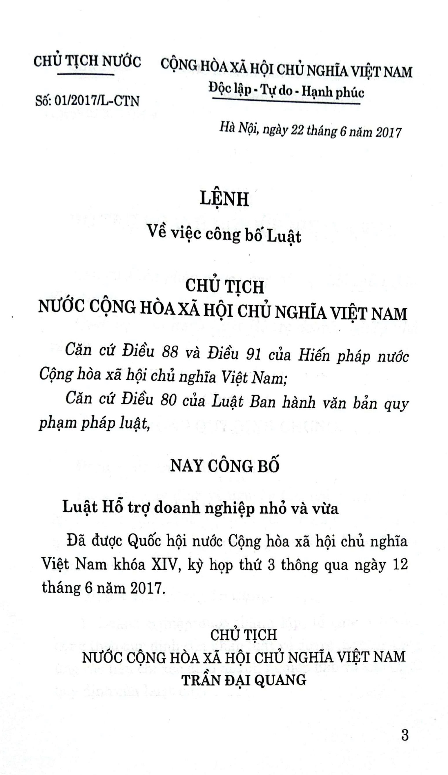 Luật hỗ trợ doanh nghiệp nhỏ và vừa