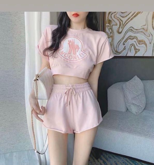 (Có sẵn) Set bộ 3 món croptop màu hồng thể dục thể thao- Có ảnh thật