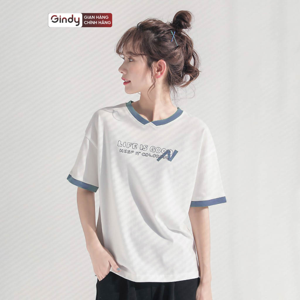 Áo thun unisex form rộng tay lỡ vải 100% cotton mát co giãn phông Life basic mẫu mới 2022 GINDY A010